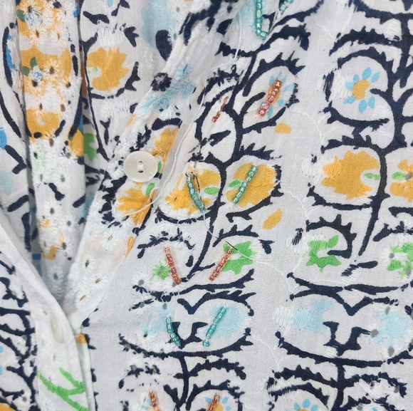 Colori di mare blue green yellow white tunic top boho size large - Picture 3 of 6